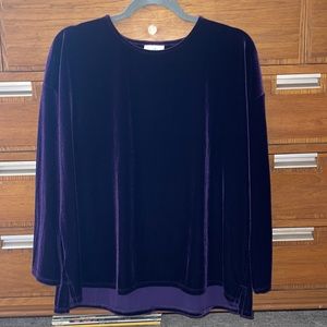 J.Jill velour velvet purple plum long sleeve top Large petite